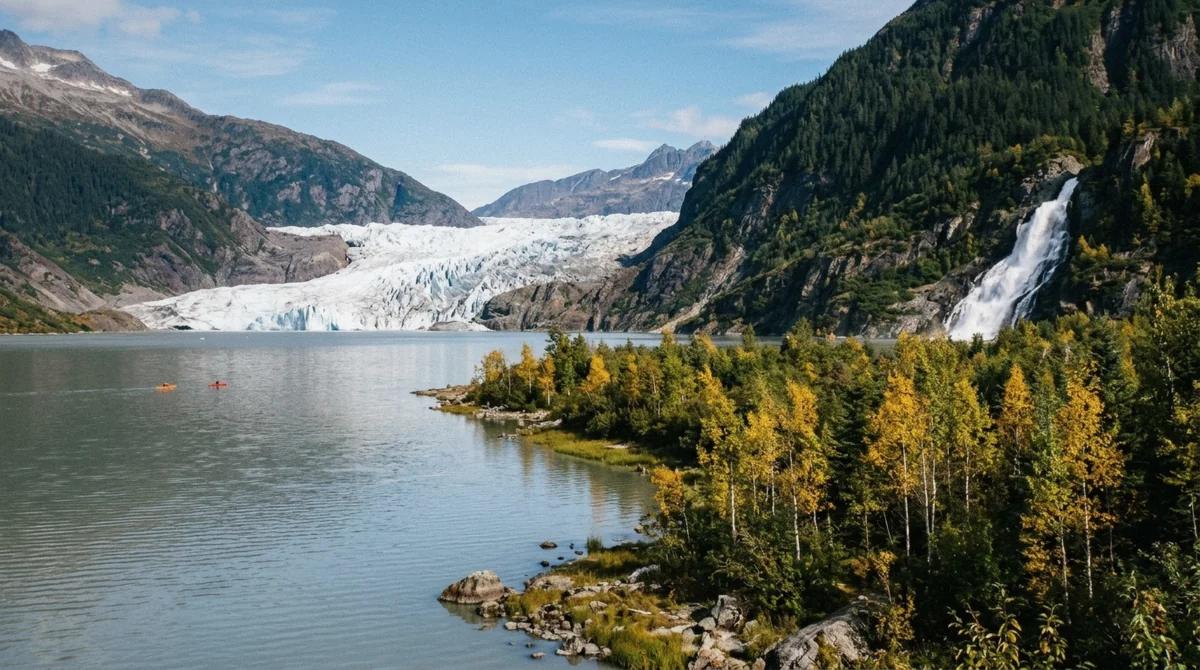 Mendenhall Glacier and Mendenhall Lake under summer light, the view that decides the best time to visit Mendenhall Glacier in Juneau, Alaska